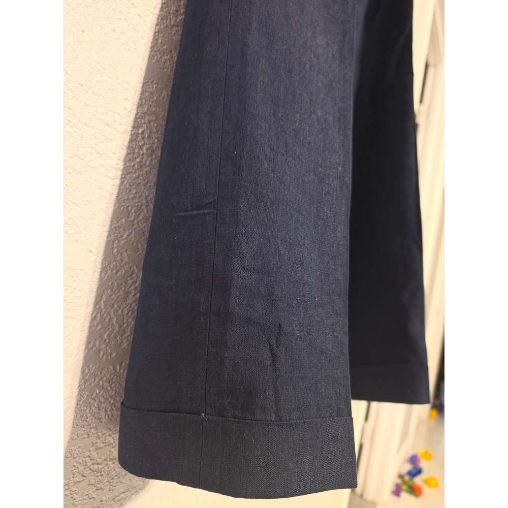 Ralph Lauren Purple Label S 34 Navy Blue Linen Pleated Cuffed Pants Italy LikeNe - Picture 7 of 16